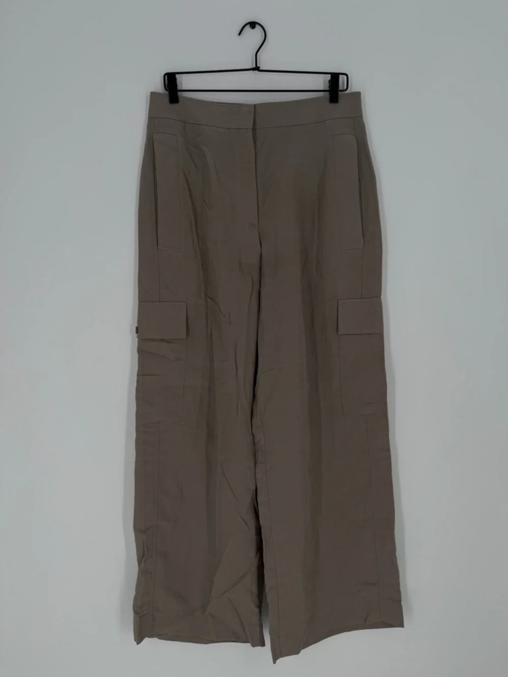 Cos Wide Leg Linen Blend Cargo Trousers In Stone